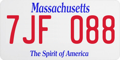 MA license plate 7JF088