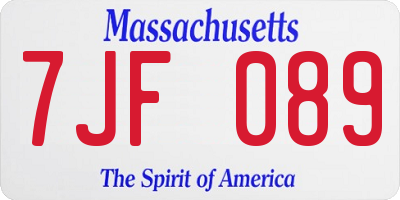 MA license plate 7JF089