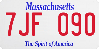 MA license plate 7JF090