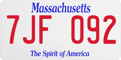 MA license plate 7JF092