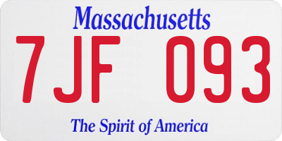 MA license plate 7JF093