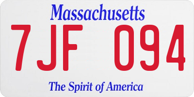 MA license plate 7JF094