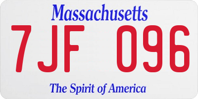 MA license plate 7JF096