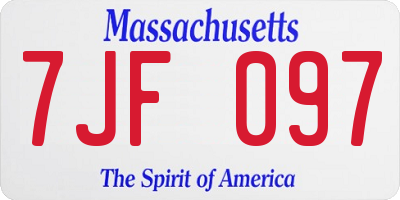 MA license plate 7JF097