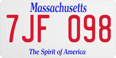 MA license plate 7JF098