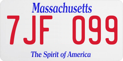 MA license plate 7JF099