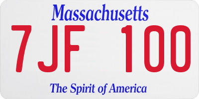 MA license plate 7JF100