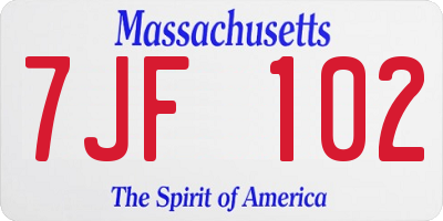 MA license plate 7JF102
