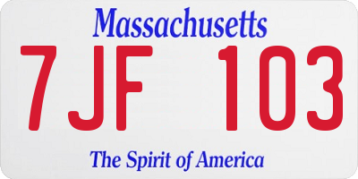 MA license plate 7JF103