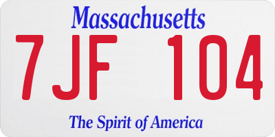 MA license plate 7JF104