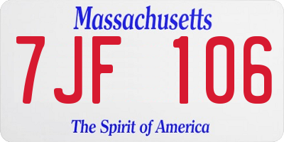 MA license plate 7JF106