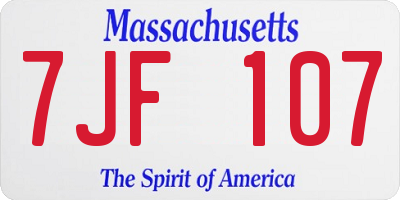 MA license plate 7JF107