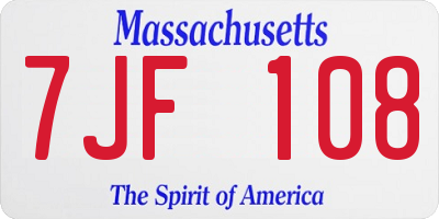 MA license plate 7JF108