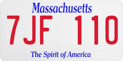 MA license plate 7JF110