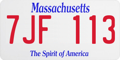 MA license plate 7JF113