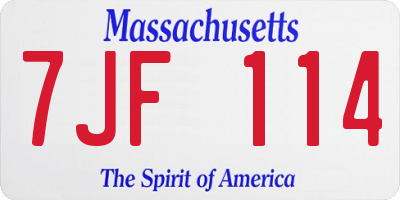 MA license plate 7JF114