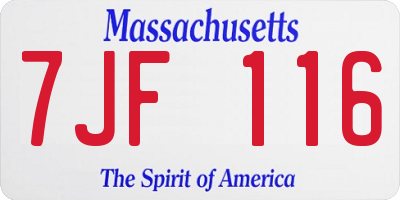 MA license plate 7JF116