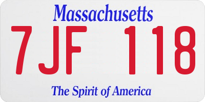 MA license plate 7JF118