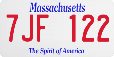 MA license plate 7JF122