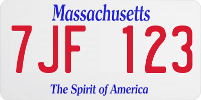 MA license plate 7JF123
