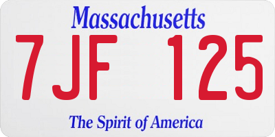 MA license plate 7JF125