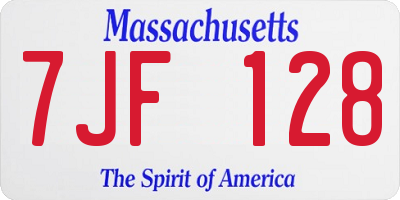 MA license plate 7JF128