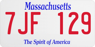 MA license plate 7JF129