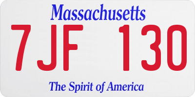 MA license plate 7JF130