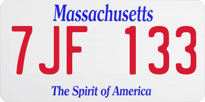 MA license plate 7JF133
