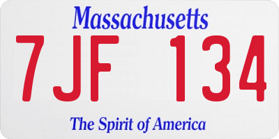 MA license plate 7JF134