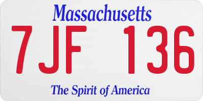 MA license plate 7JF136