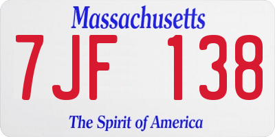 MA license plate 7JF138