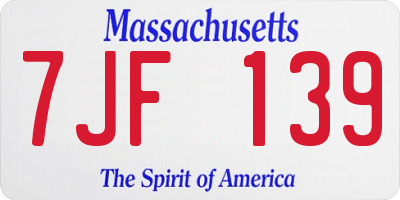 MA license plate 7JF139