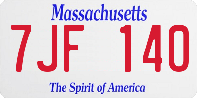 MA license plate 7JF140