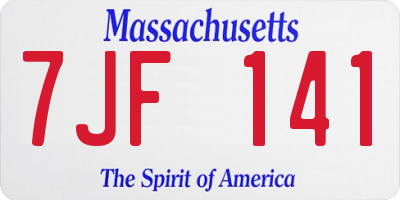 MA license plate 7JF141