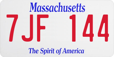 MA license plate 7JF144