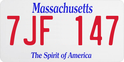 MA license plate 7JF147