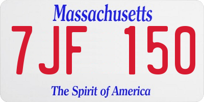 MA license plate 7JF150