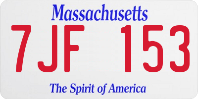 MA license plate 7JF153