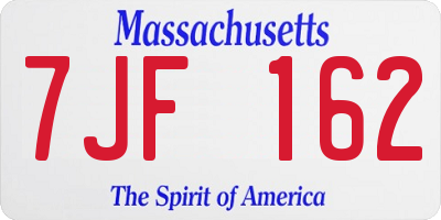 MA license plate 7JF162