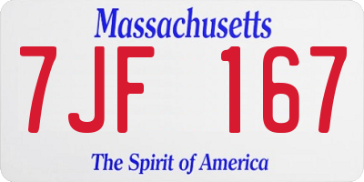 MA license plate 7JF167