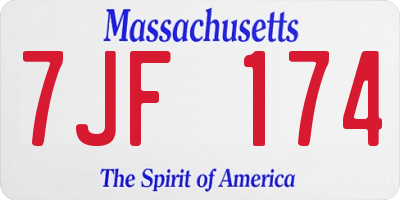MA license plate 7JF174