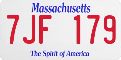 MA license plate 7JF179