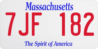 MA license plate 7JF182