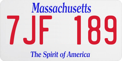 MA license plate 7JF189