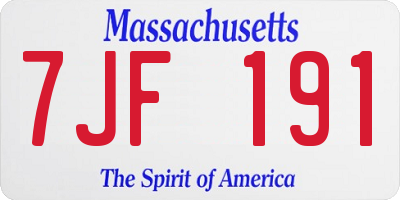 MA license plate 7JF191
