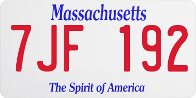 MA license plate 7JF192