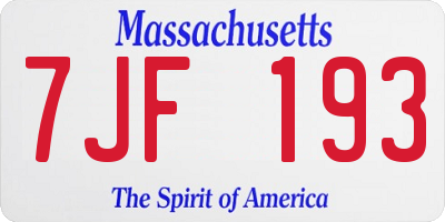 MA license plate 7JF193