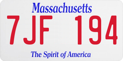 MA license plate 7JF194