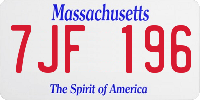 MA license plate 7JF196
